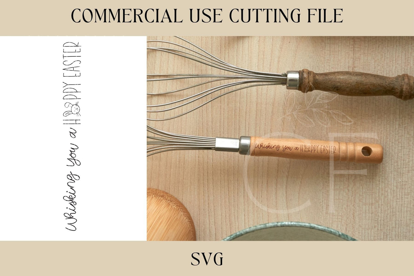 Whisking You A Hoppy Easter Design SVG, Tray SVG, Digital Download, Laser File, Easter Bunny, Spring, Farm SVG, Cutting Board, Kitchen File