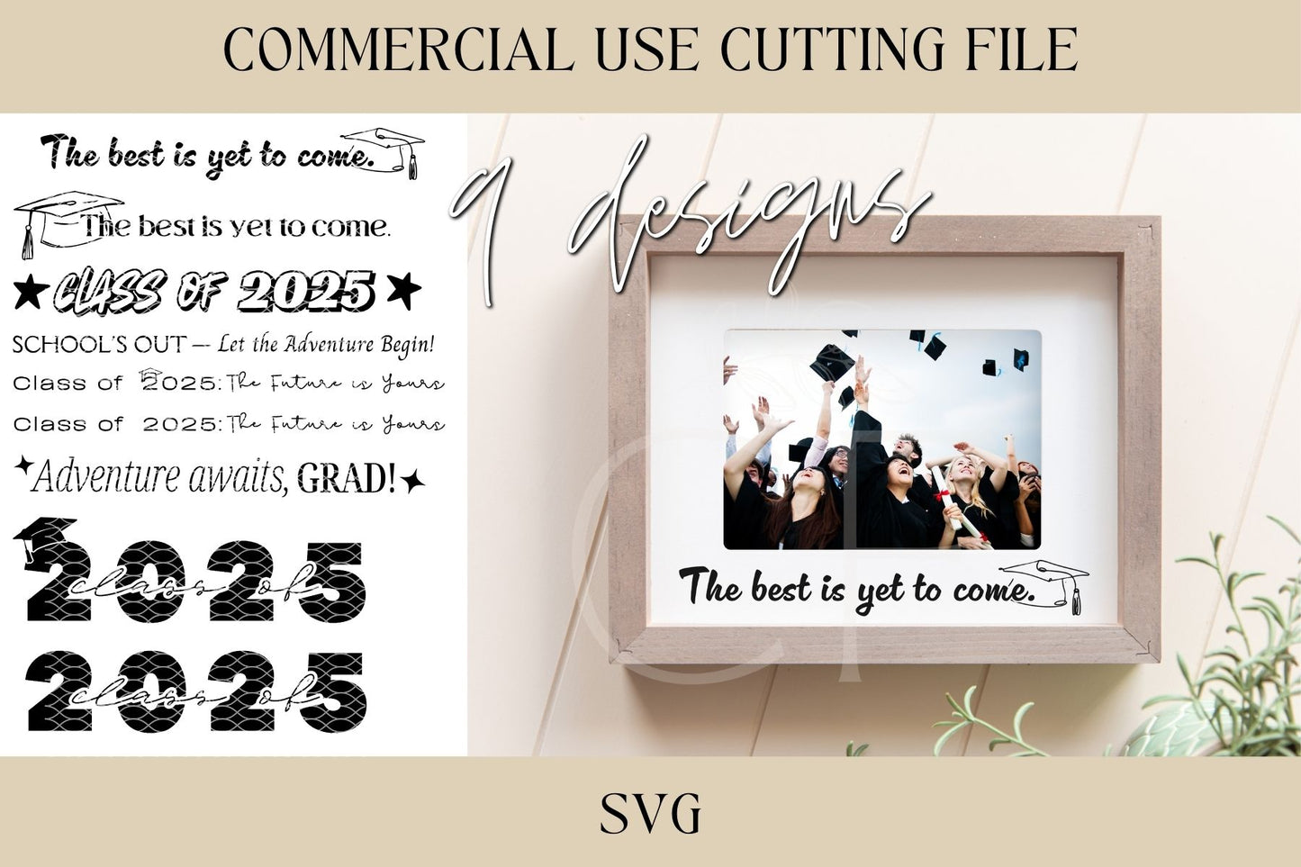 Graduation Frame Designs, SVG, Grad Gift, Digital Download, Graduation Box, High School Grad SVG, College, Class of 2025