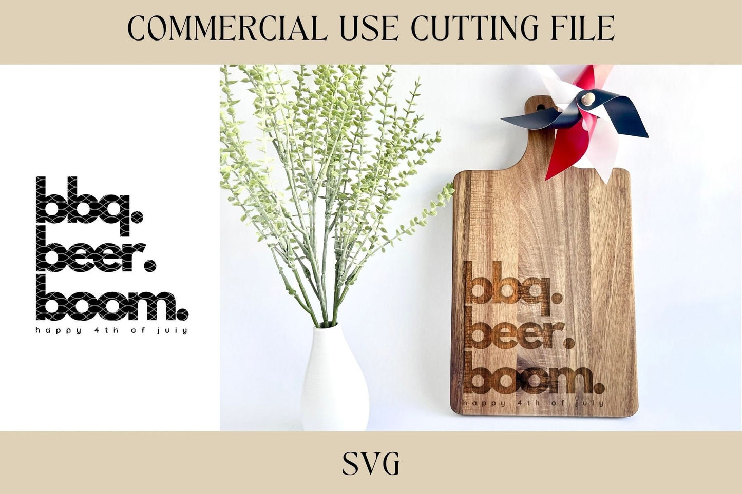 BBQ Beer Boom 4th Of July Designs SVG | Snack Board SVG | Digital Download | Laser File | Summer Party | Cutting Board File | Hostess