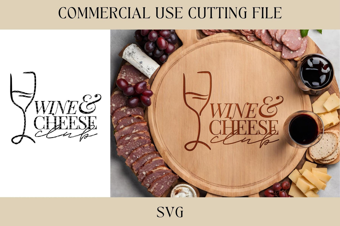 Wine & Cheese Club Cutting Board Designs SVG | Tray SVG | Digital Download | Laser File | Girls Night | Housewarming | Hostess | Witty Wine