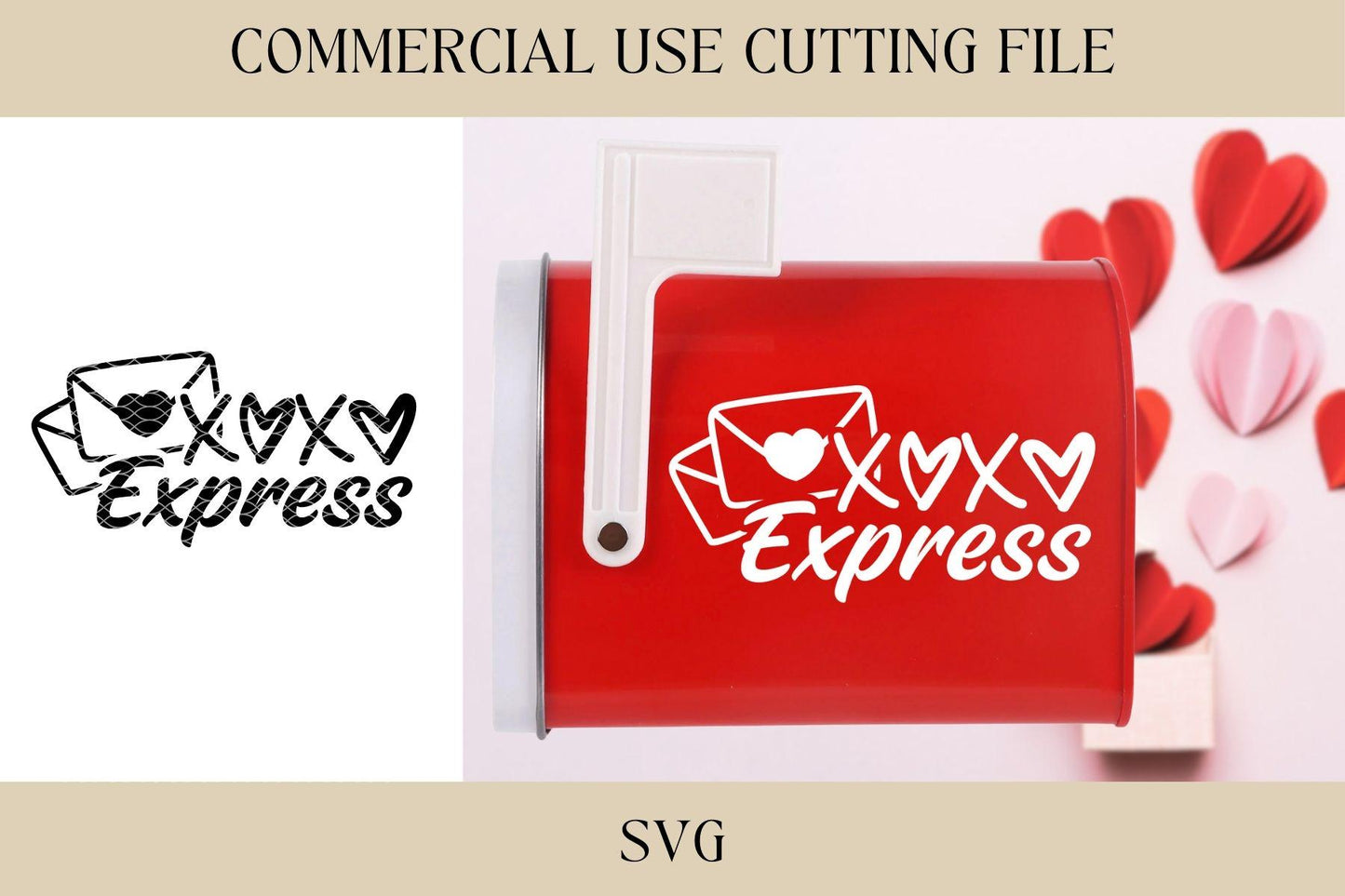 XOXO Express SVG | Valentines Day | Digital Download | Laser File | Happy Mail | Kids Valentines Box | Mailbox Valentines