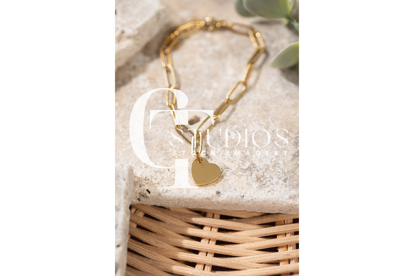 Monarch Pine Petite Heart Paperclip Chain Bracelet Mockup 3