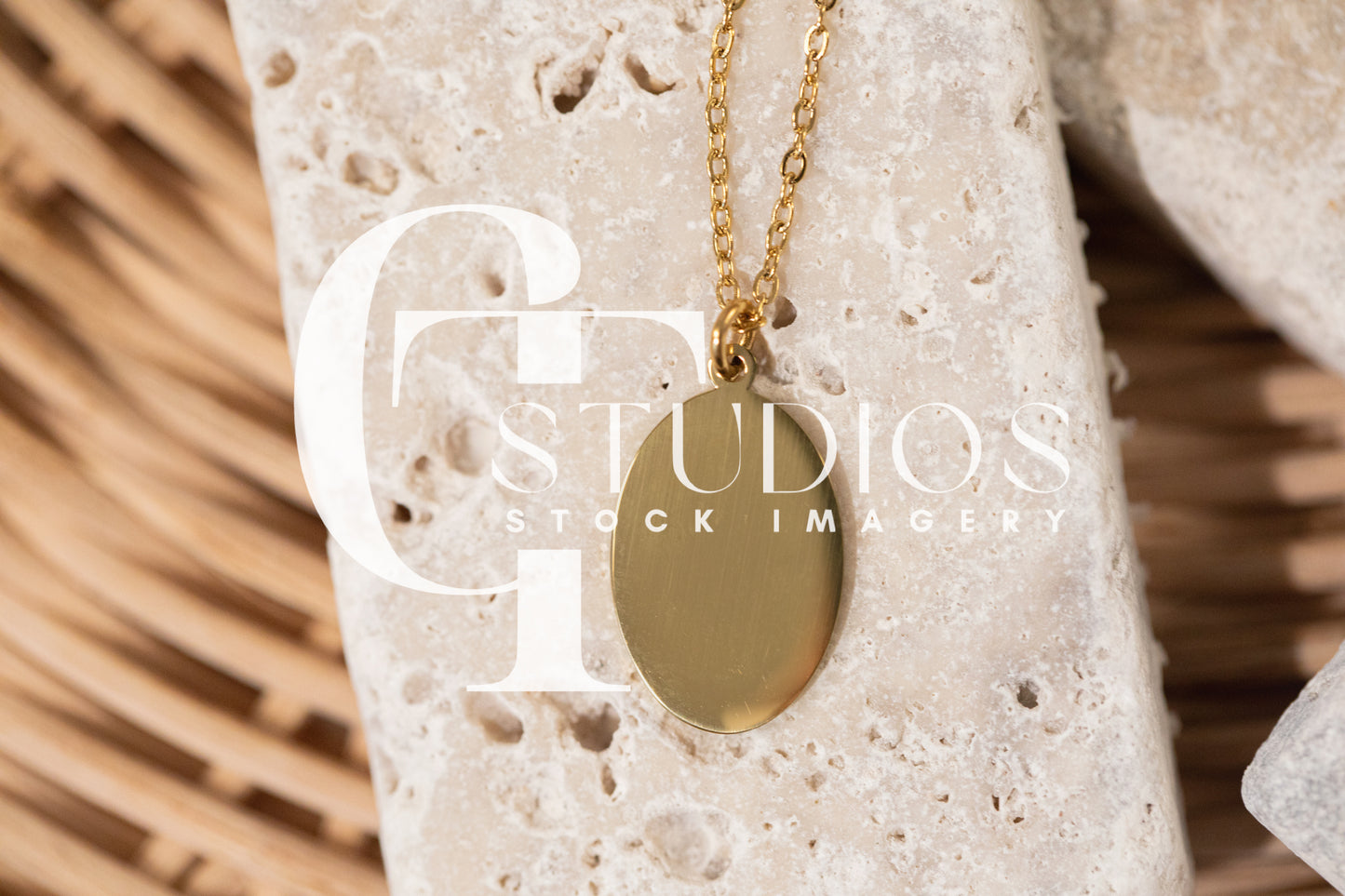 Monarch Pine Oval Pendant Necklace Mockup 1