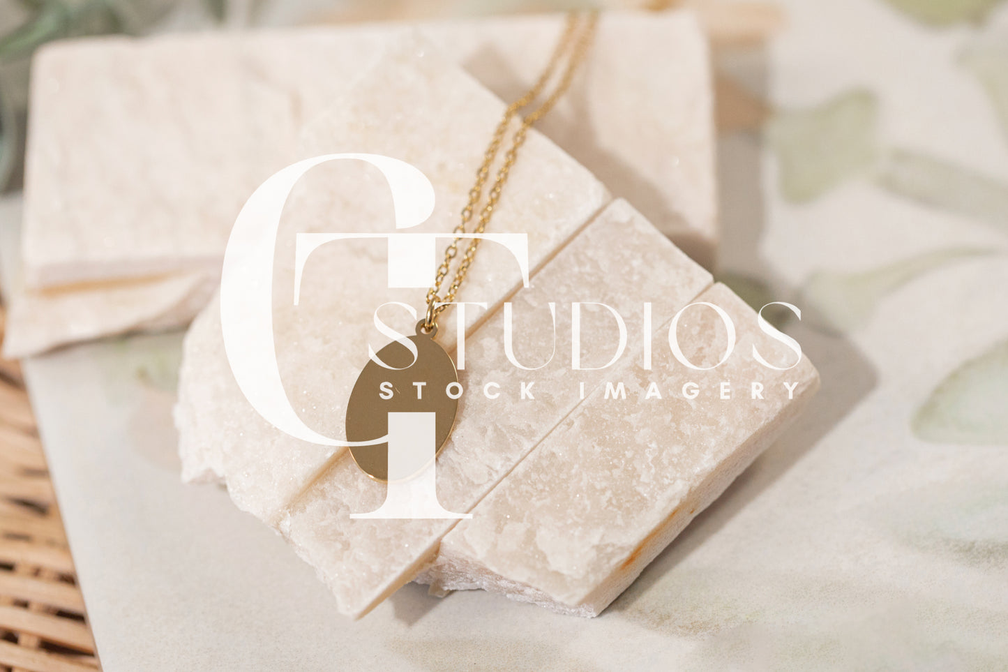 Monarch Pine Oval Pendant Necklace Mockup 2