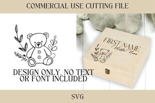 Baby Teddy Bear Design, Baby Memory Box SVG, Baby Sign,  Digital Download, Baby Shower Invite, Makerflo Box