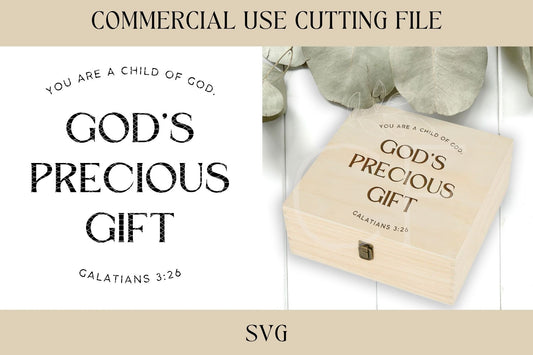 God's Precious Gift, Baptism Memory Box SVG, Baptism Sign,  Digital Download, Child Memory Box, Makerflo Box, Scripture SVG