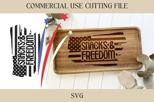 Snacks & Freedom 4th Of July Design 3 SVG | Snack Board SVG | Digital Download | Laser File | Summer Party | Cutting Board File | Hostess