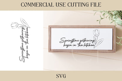 Springtime Gatherings Design SVG, Tray SVG, Digital Download, Laser File, Easter Bunny, Spring, Farm SVG, Cutting Board, Kitchen File