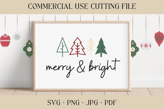 Merry and Bright SVG | Christmas SVG, PNG | Holiday Sign Cut File | Digital Download | Printable, Cricut & Silhouette | Cut File