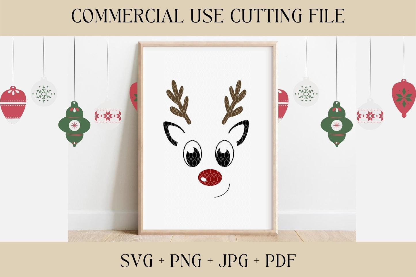 Christmas Reindeer SVG | Christmas SVG, PNG | Holiday Sign Cut File | Digital Download | Printable, Cricut & Silhouette | Cut File