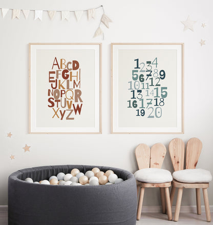 DIGITAL DOWNLOAD | Set of 2 Playroom Prints ABC 123 | Printable | Nursery Wall Decor | Kids Wall Decor | Playroom | Toddler