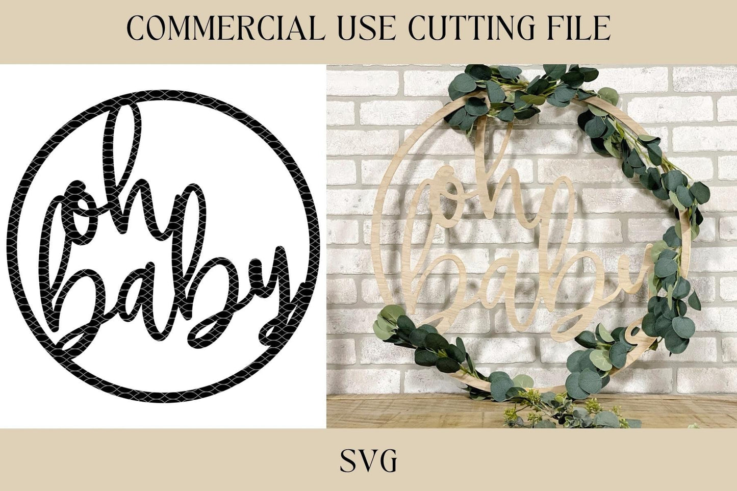 Oh Baby SVG | Cutout Baby Shower Sign SVG | Digital Download | Printable, Cricut & Silhouette