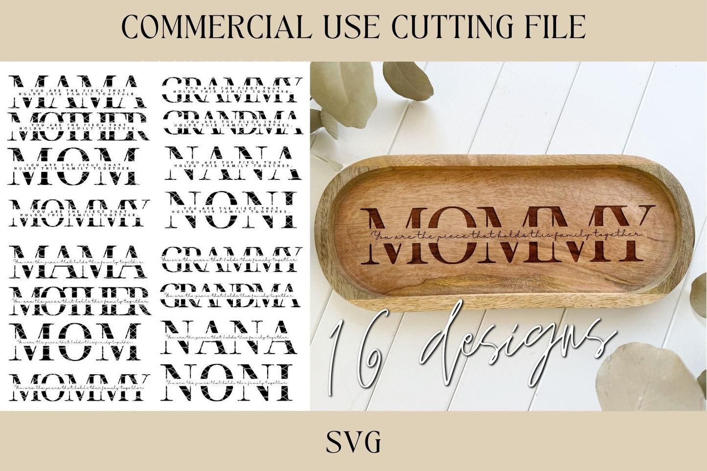 Mom Grandma Piece That Holds Us Together SVG | Key Tray | Digital Download | Laser File | Mothers Day | Mom Gift | Cutting Board