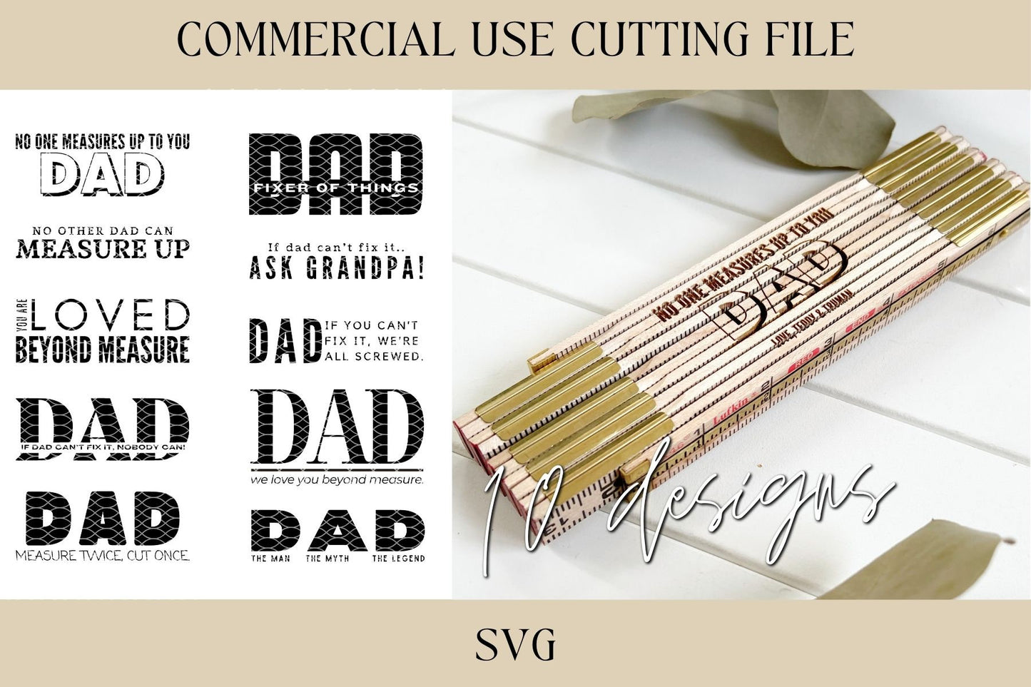 Dad Construction Ruler SVG | Loved Beyond Measure SVG, PNG | Digital Download | Fathers Day | Dad Gift | Grandpa Gift