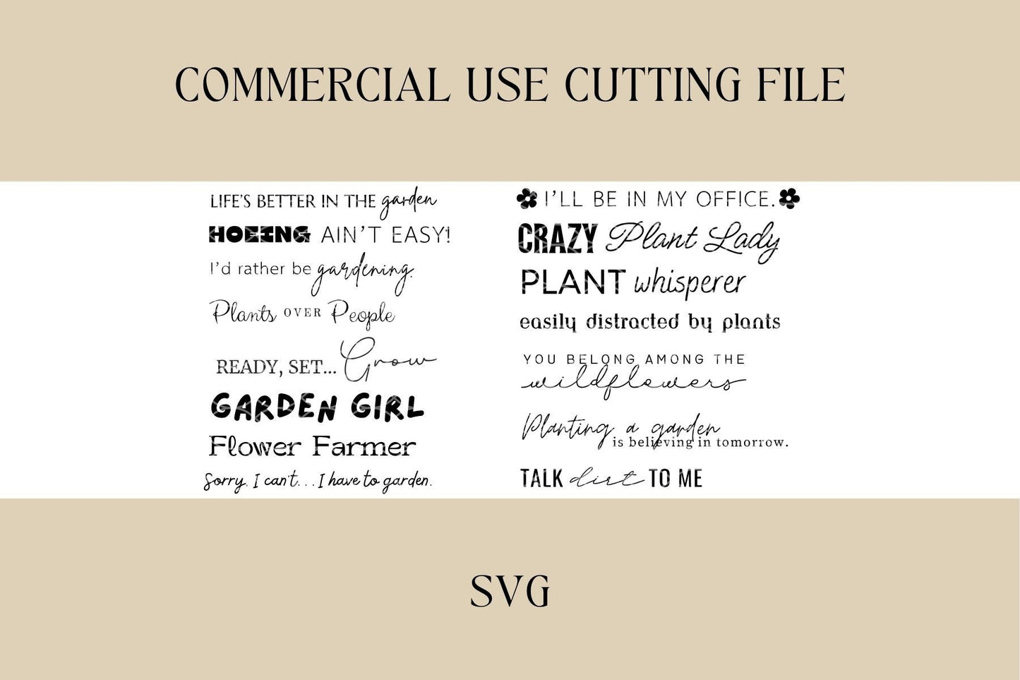 Single Line Garden Says SVG | Plant Markers | Spring SVG | Garden File | Garden Shovel | Digital Download | Laser File