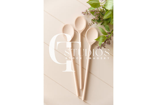 12in Wood Spoon Mockup 3 | Farmhouse Stock Image | Styled Stock Photo Mock-up | Kitchen Mockup | Flatlay Mockup | JPG Digital Download