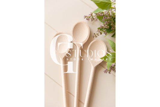 12in Wood Spoon Mockup 1 | Farmhouse Stock Image | Styled Stock Photo Mock-up | Kitchen Mockup | Flatlay Mockup | JPG Digital Download