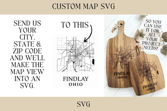 City Map Overview Service, SVG, Glowforge File, Laser File, Laser Ready File, Engraving File