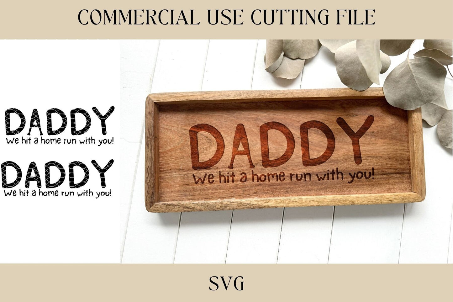 Daddy We Hit A Home Run With You Designs SVG | Key Tray SVG | Digital Download | Laser File | Dad Gift | Fathers Day | Baseball Gift