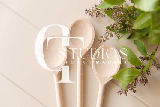 12in Wood Spoon Mockup 2 | Farmhouse Stock Image | Styled Stock Photo Mock-up | Kitchen Mockup | Flatlay Mockup | JPG Digital Download