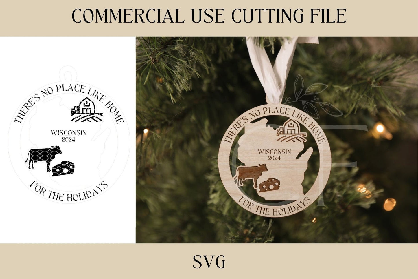 Wisconsin State Christmas Ornaments SVG | Souvenir Gift SVG | Digital Download | Laser Ready File | Wood Acrylic Ornament