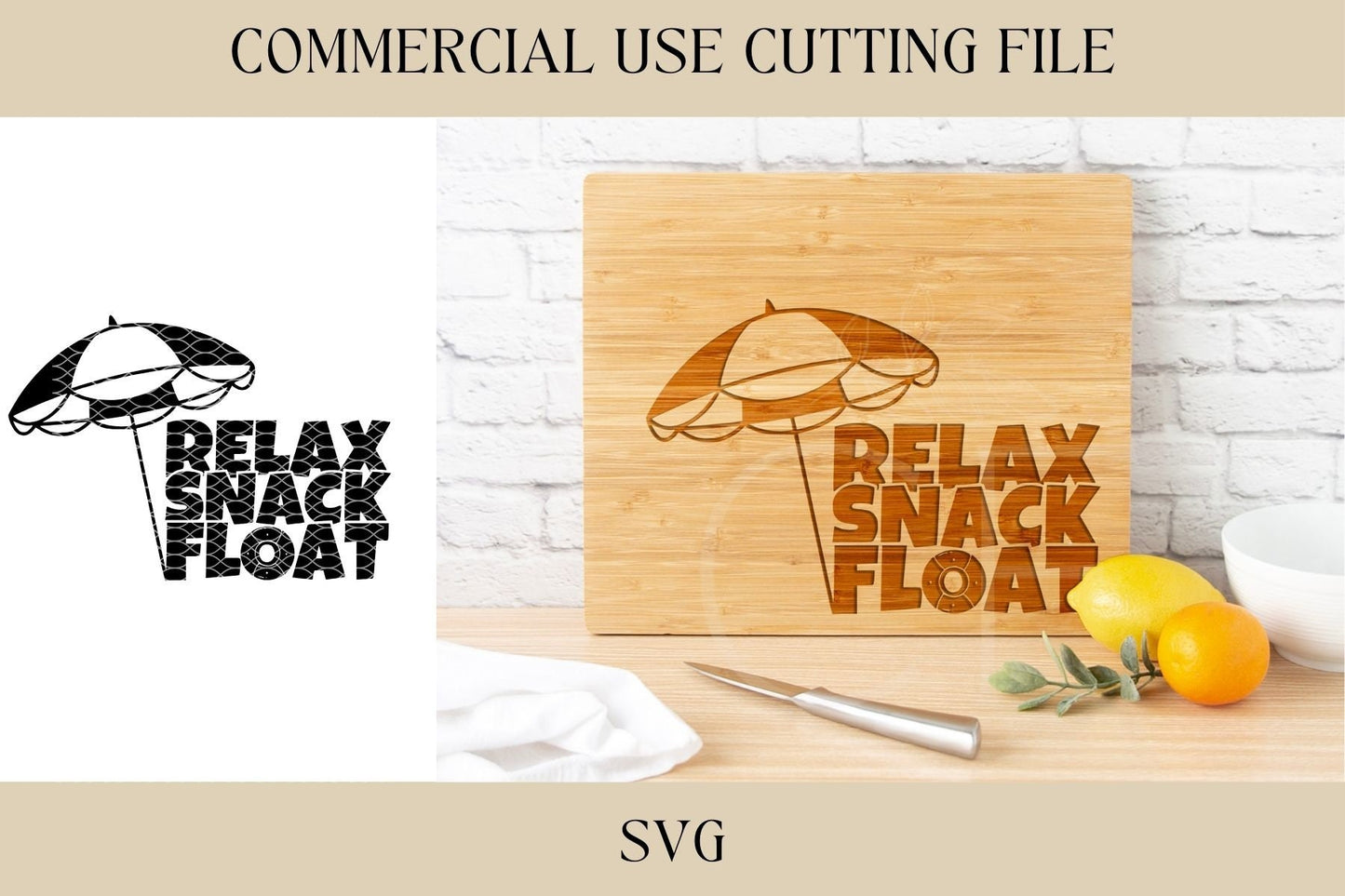 Relax Snack Float Cutting Board Designs SVG | Key Tray SVG | Digital Download | Laser File | Housewarming | Beach Lake Pool House