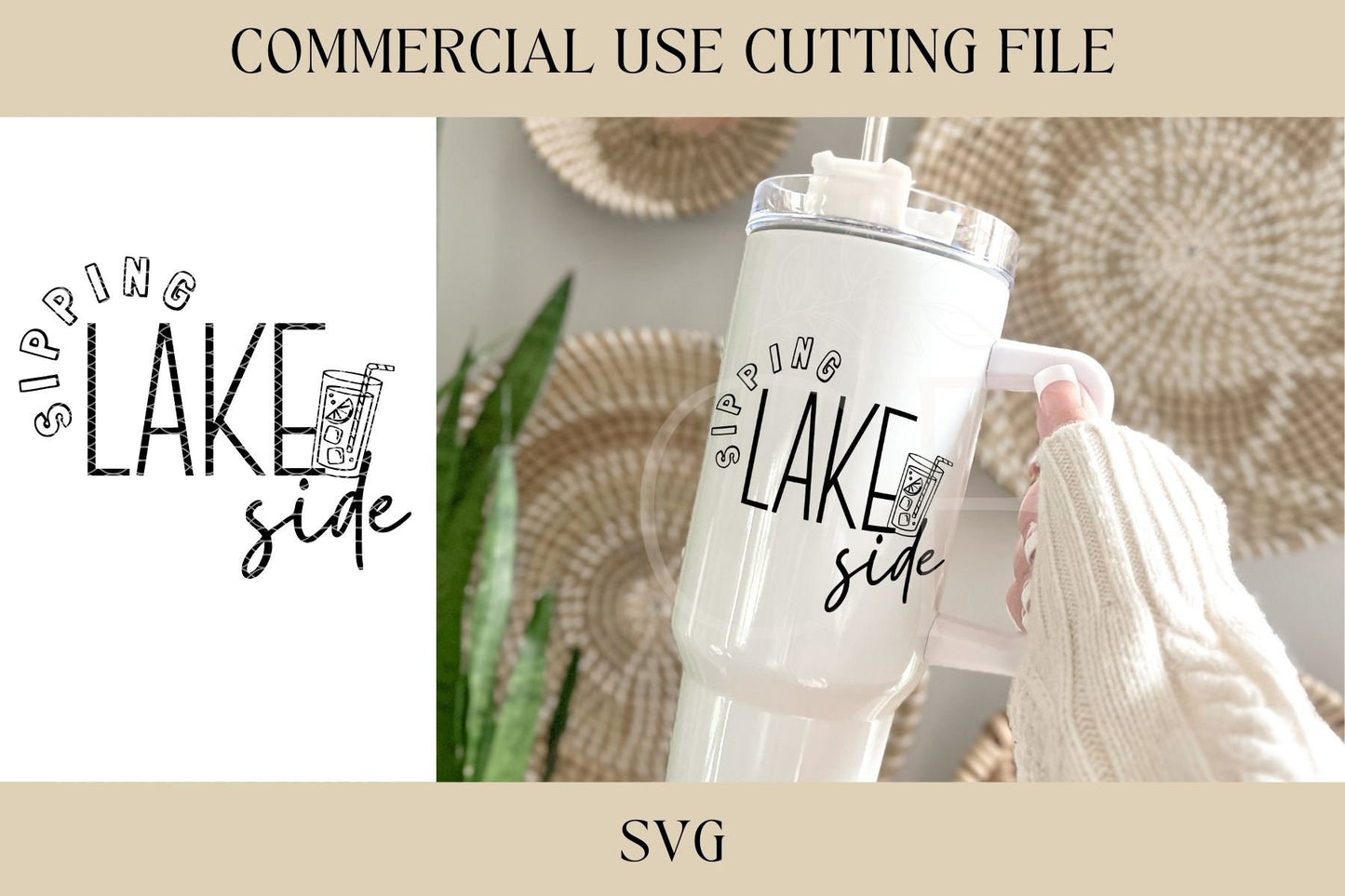 Sipping Lake Side Cutting Board Designs SVG | Key Tray SVG | Digital Download | Laser File | Housewarming | Beach Lake Pool House