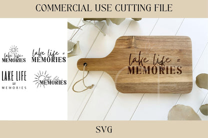 Lake Life = Memories Cutting Board Designs SVG | Tray SVG | Digital Download | Laser File | Housewarming | Beach Lake House