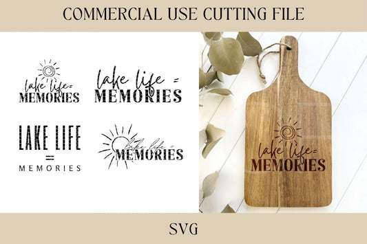 Lake Life = Memories Cutting Board Designs SVG | Tray SVG | Digital Download | Laser File | Housewarming | Beach Lake House