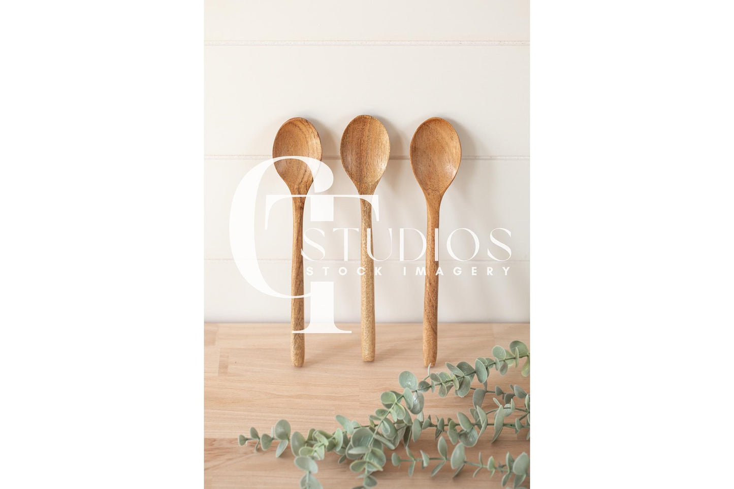 9in Wood Spoon Mockup 6 | Farmhouse Stock Image | Styled Stock Photo Mock-up | Kitchen Mockup | Flatlay Mockup | JPG Digital Download