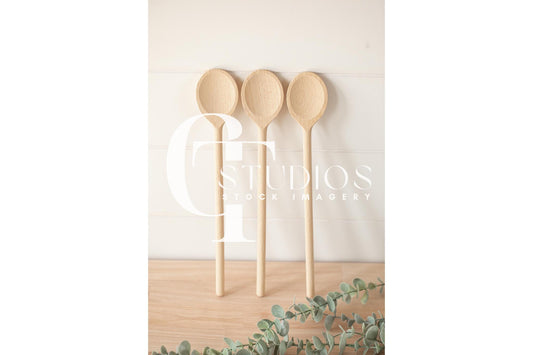 12in Wood Spoon Mockup 4 | Farmhouse Stock Image | Styled Stock Photo Mock-up | Kitchen Mockup | Flatlay Mockup | JPG Digital Download