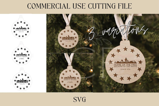 Home of The Free Veteran Ornament SVG | Bundle SVG | Military Gifts | Digital Download | Laser Ready File | Veteran Gift