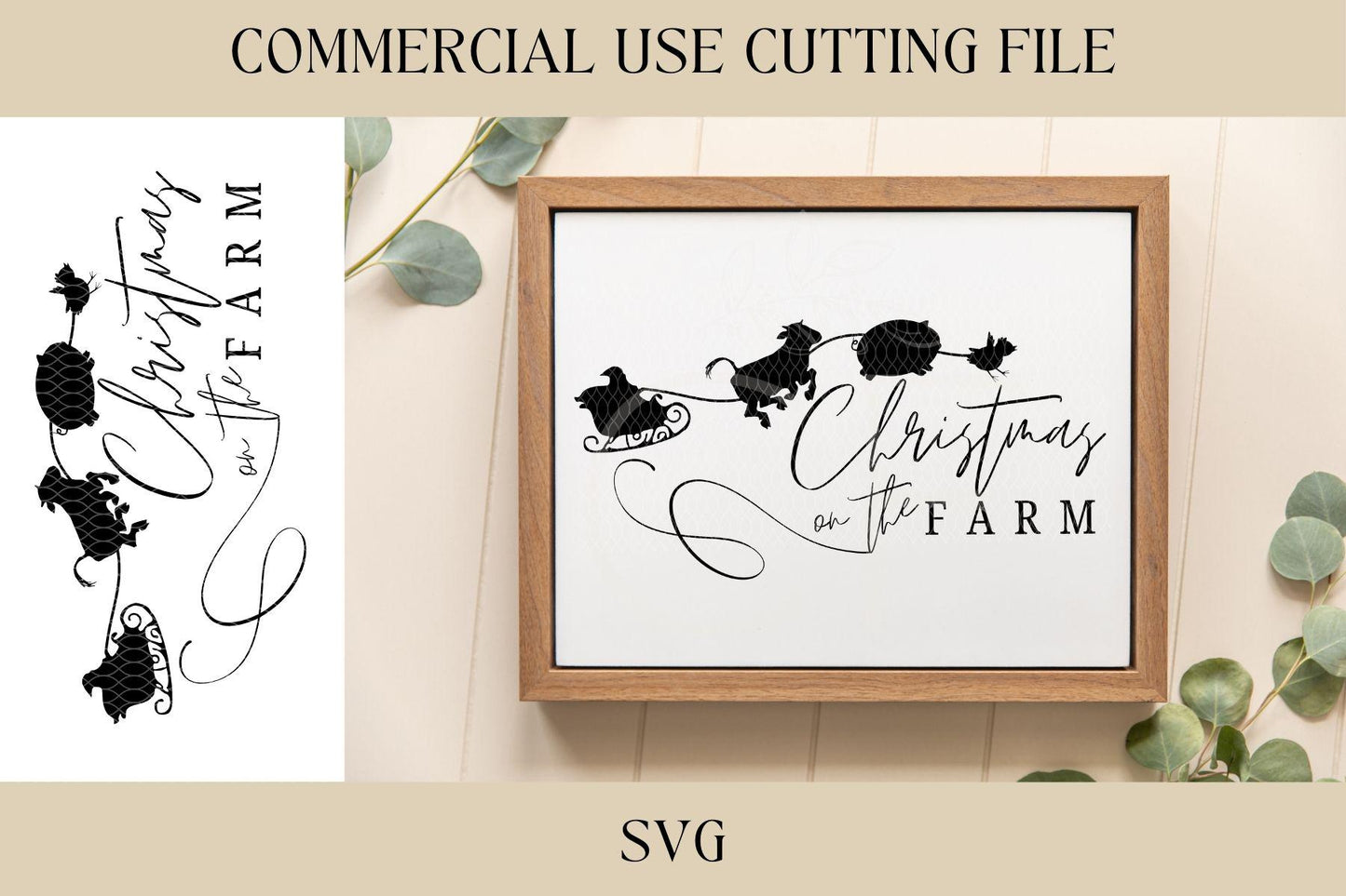 Christmas On The Farm Designs SVG | Tray SVG | Digital Download | Laser File | Christmas Tradition | Farmhouse | Home Decor