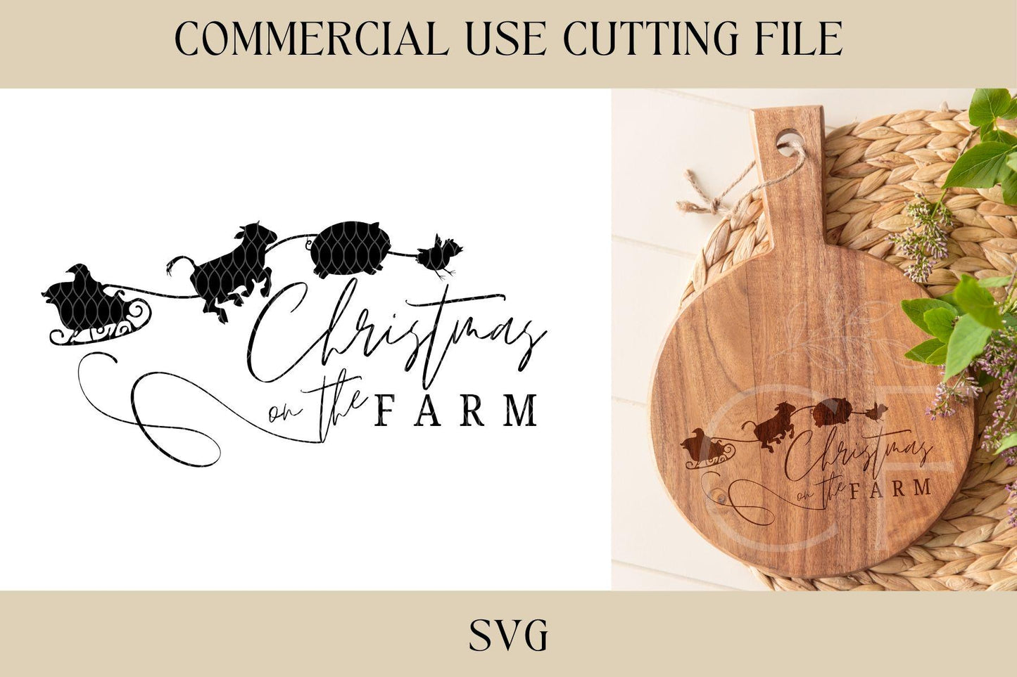 Christmas On The Farm Designs SVG | Tray SVG | Digital Download | Laser File | Christmas Tradition | Farmhouse | Home Decor